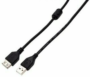 Кабель USB 2.0 Filum FL-CPro-U2-AM-AF-F1-1.8M 1.8 м., USB 2.0 Pro, ферритовое кольцо, черный, разъемы: USB A male-USB A female, пакет.