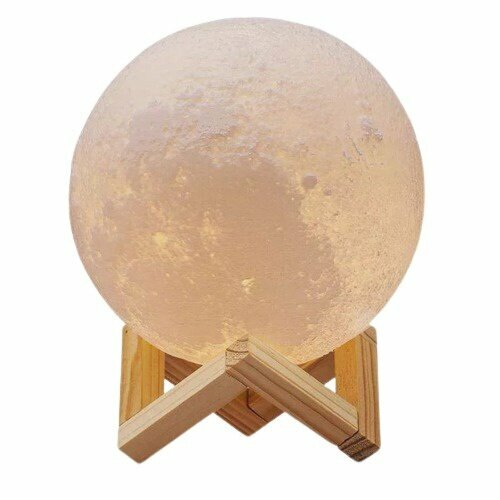 Реалистичный ночник 3D Moon Lamp / Настольный светильник Луна 15 см, с сенсорным управлением, беспроводной (7 цветов; 3 режима) - фотография № 1