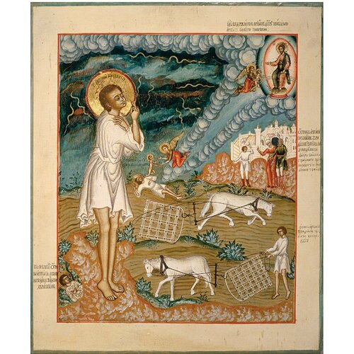 Икона святой Артемий Веркольский деревянная икона ручной работы на левкасе 26 см