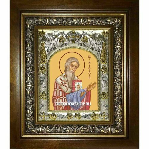 Икона Мефодий равноапостольный апостол, 14x18 см, в деревянном киоте 20х24 см, арт вк-1986