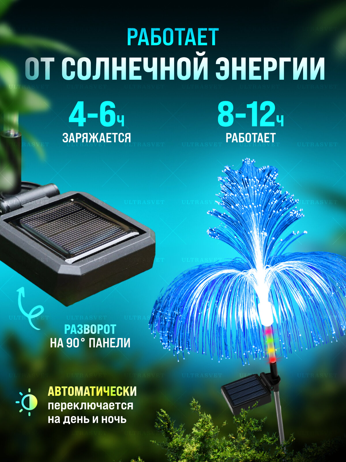 Светильник уличный садовый "Медуза Шишка" на солнечной батарее, 2 шт — фото 1