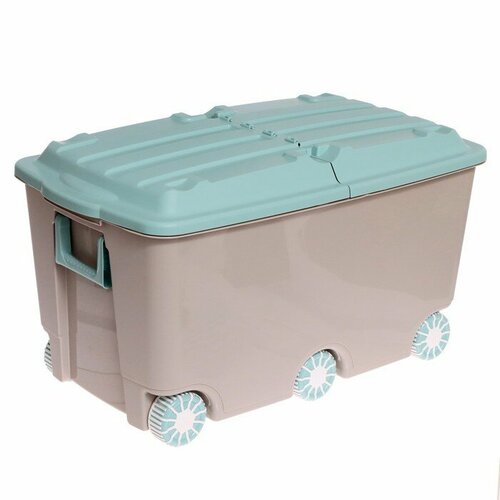 Ящик для игрушек на колёсах, 66,5 л, 68,5 × 39,5 × 38,5 см, цвет светло-бежевый