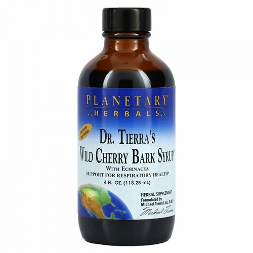 Planetary Herbals, Dr. Tierra&#x27; s Wild Cherry Bark Syrup, 4 fl oz (118.28 ml)