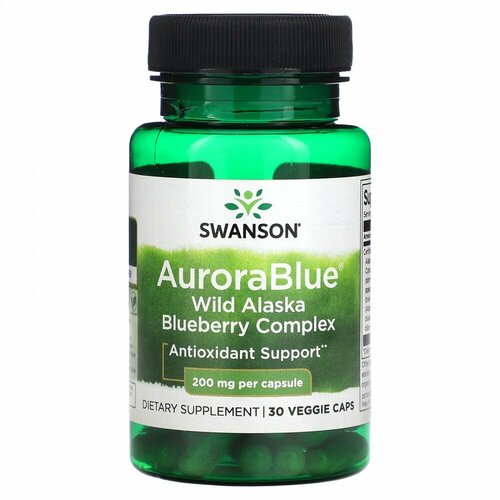 Купить Swanson, AuroraBlue Wild Alaska Blueberry Complex, 200 mg, 30 Veggie Caps