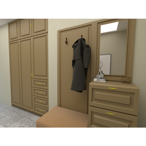 Встроенная классическая прихожая в коричнево-бежевых тонах