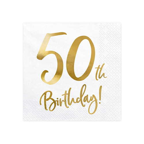 Салфетка 50th Birthday белая 33см20шт/PD
