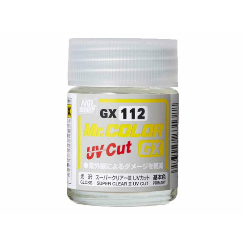 Mr.Hobby Краска целлюлозная на растворителе, Super Clear 3 UV CUT Gloss, 18 мл.