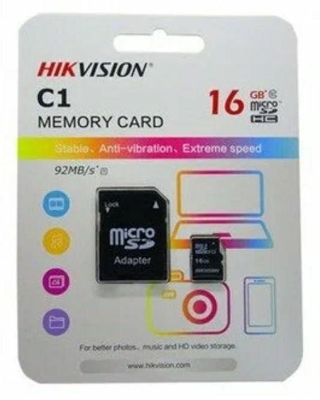 Карта памяти MicroSD 16гб Hikvision HS-TF-C1(STD)/16G/ZAZ01X00/OD