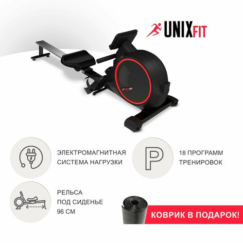 гребной тренажер unix fit wood rower light Гребной тренажер UNIX Fit Techno Rower 410E электромагнитный кардио тренажер спортивный для дома, для спины, ног и рук, до 130 кг UNIXFIT