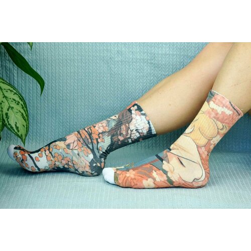 фото Носки , размер 36/41, синий, белый, оранжевый хлопковые cotton print