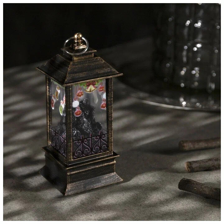 Фигурка-фонарик "Костер с гирляндой подарков", 13 см - бронзовый