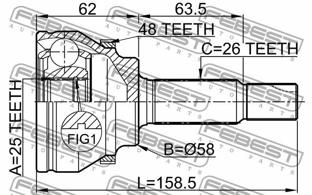 Комплект шруса наружный, 0110AZT250A48 FEBEST 0110-AZT250A48