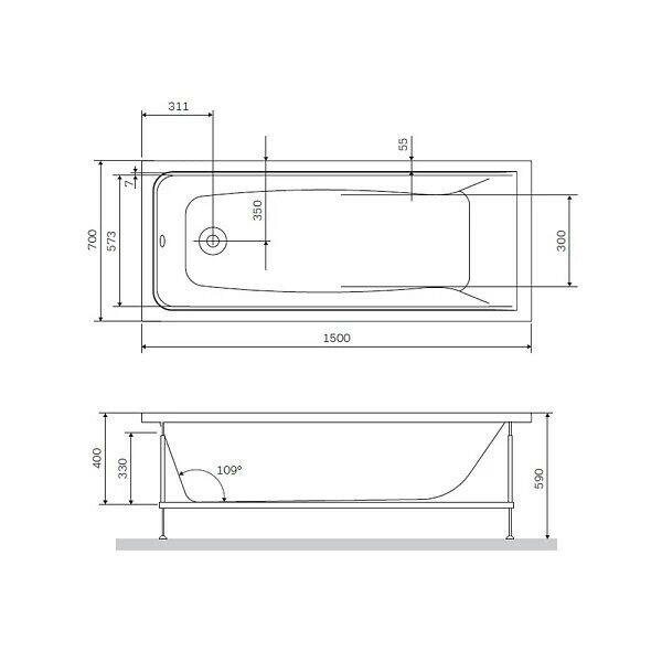 Ванна Am.Pm Gem A1 150x70см (W90A-150-070W-A1)