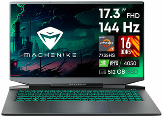 Ноутбук Machenike L17A Pulsar Black JJ00GM00ERU (AMD Ryzen 7 7735H 3.2Ghz/16384Mb/512Gb SSD/nVidia RTX 4050/Wi-Fi/Bluetooth/Cam/17.3/1920x1080/No OS)