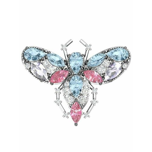 Брошь GOLD CENTER, серебро, 925 проба, родирование, фианит