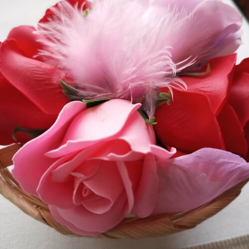 Мыльные розы в корзине розовый 5 шт
