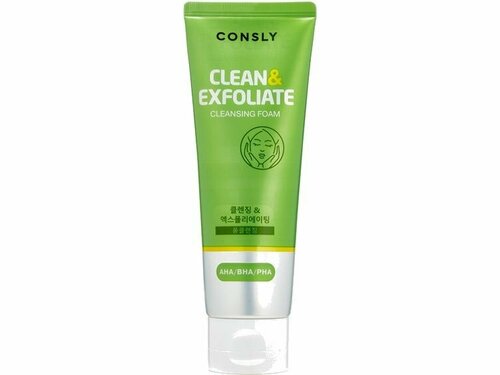 Пенка для умывания отшелушивающая с AHA, BHA, PHA кислотами CONSLY Clean&Exfoliate