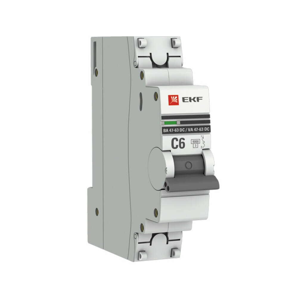 Автоматический выключатель EKF PROxima ВА 47-63 DC 1Р 6А тип C 6 кА 660 В на DIN-рейку (mcb4763-DC-1-06C-pro)