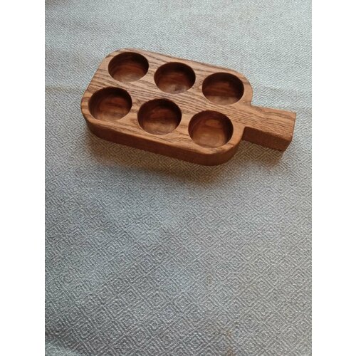 Подставка для 6 яиц деревянная с ручкой