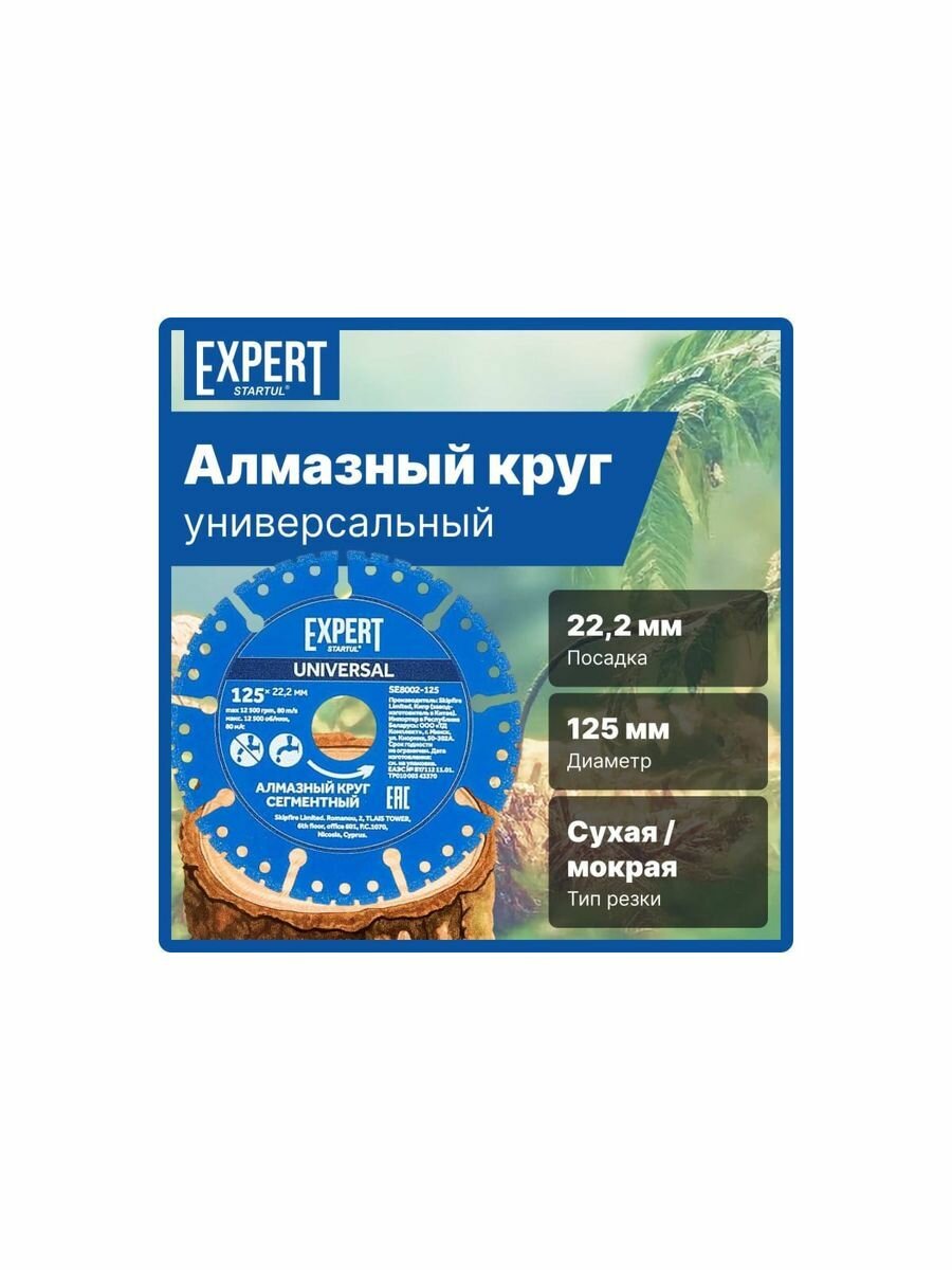 Диск алмазный отрезной 125х22 мм универсальный STARTUL Expert (SE8002-125)