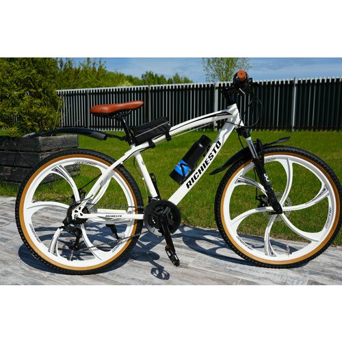 Велосипед RICHIESTO Литые диски Горный Спортивный Городской Прогулочный 26 дюймов колеса Стальная рама белый 27700₽