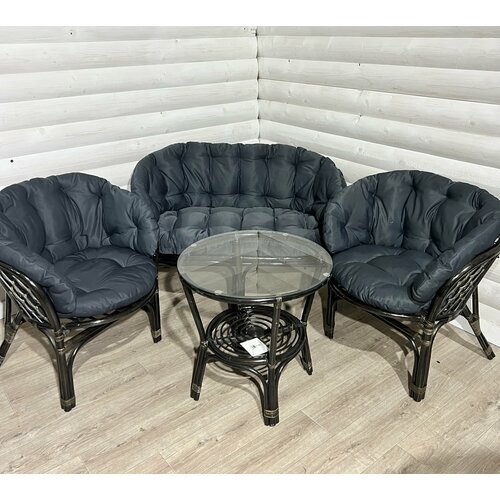 Комплект Багама из натурального ротанга венге подушки темно-серые 40300₽