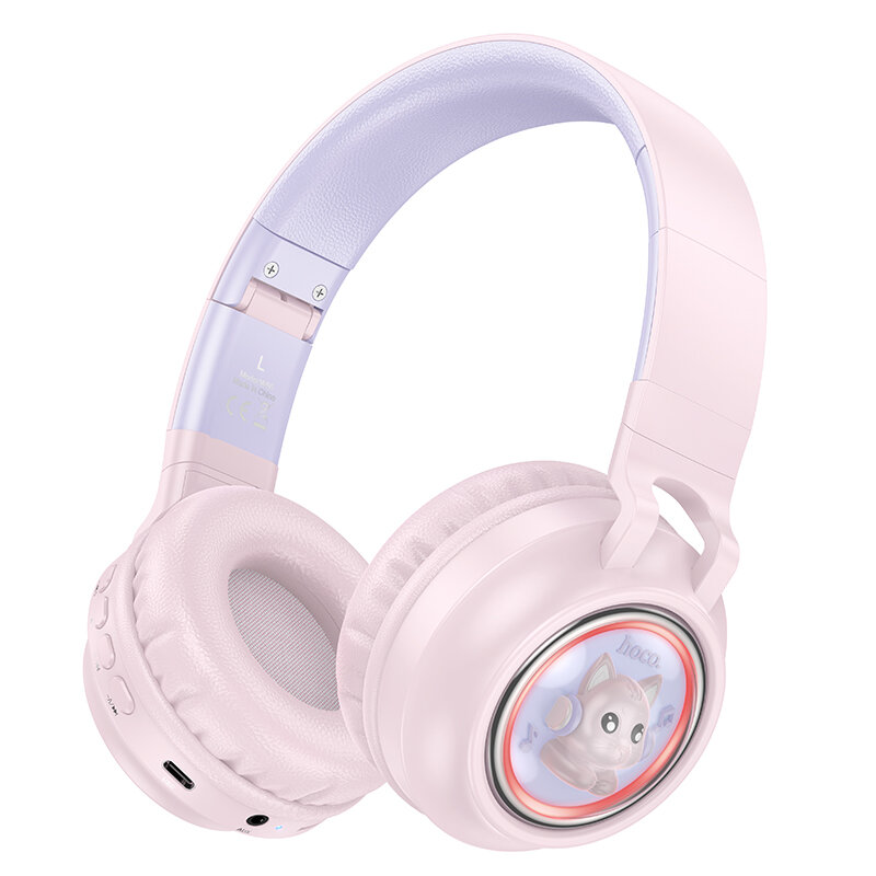 Bluetooth-наушники полноразмерные Bluetooth 5.3 400mah Hoco W50 Pink