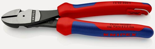 Изображение товара Бокорезы KNIPEX особо мощные, 200 мм, фосфатированные, 2-комп ручки, проушина для страховки KN-7402200T