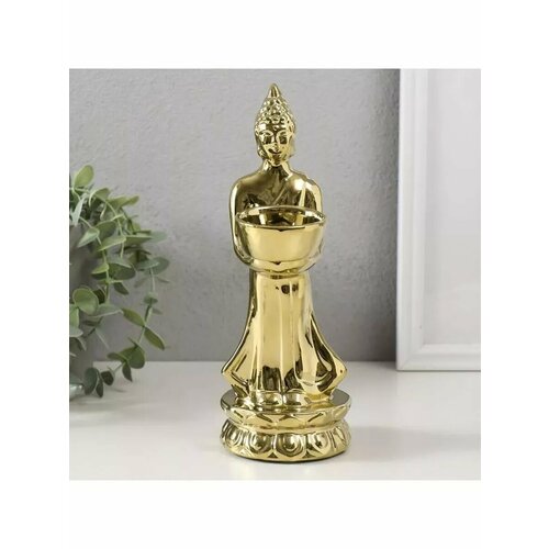 Подсвечник Будда золото 8х11х225 см 1355₽