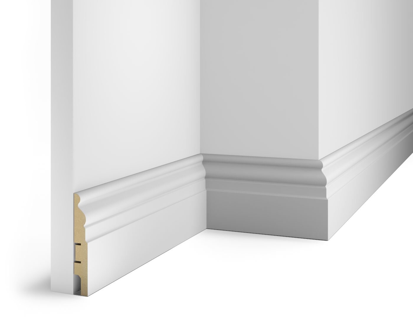 фото Плинтус Cosca Decor под покраску, белый МДФ, с пазом