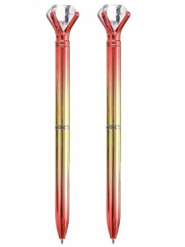 ДВЕ Ручки шариковые Кристалл с поворотным механизмом цвет красный