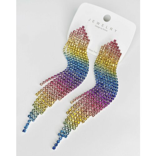 фото Серьги, желтый, розовый, серебряный, голубой acfox