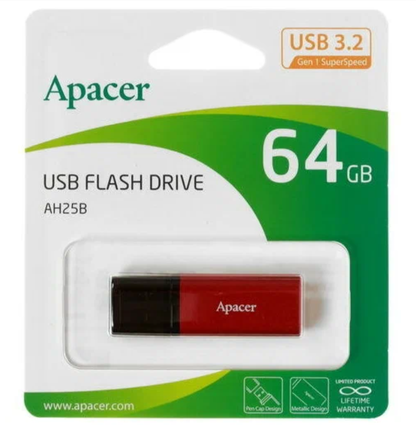 Флешка Apacer AH25B 64 ГБ, пламенный восход