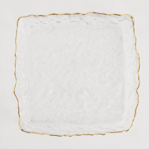 Изображение товара Блюдо, Kuchenland, 15х15 см, стекло, квадратное, с золотистым кантом, Nautilus gold