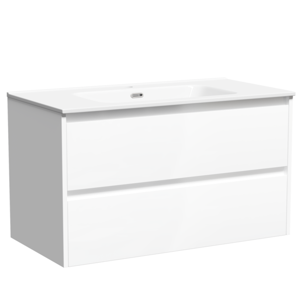 Тумба под раковину Sancos Libra 89 см LB90W c двумя ящиками оснащенными доводчиками белый глянец