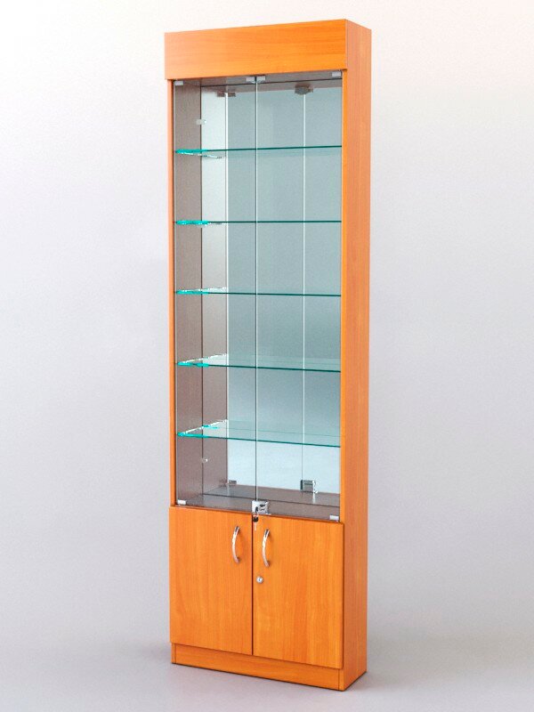 Витрина "ШАЛОСТЬ" №1-2-600 (задняя стенка зеркало), Вишня 60 x 20 x 200 см