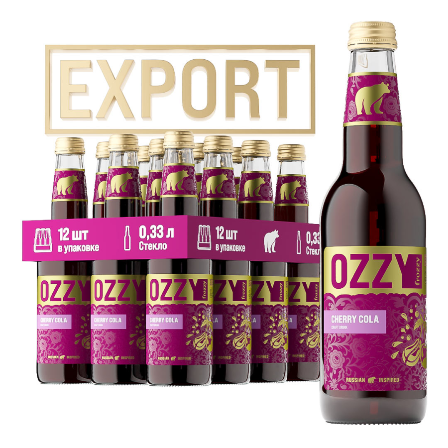 Лимонад Вишневая Кола / Черри Кола OZZY frozzy Export стекло 330 мл. 12 шт.
