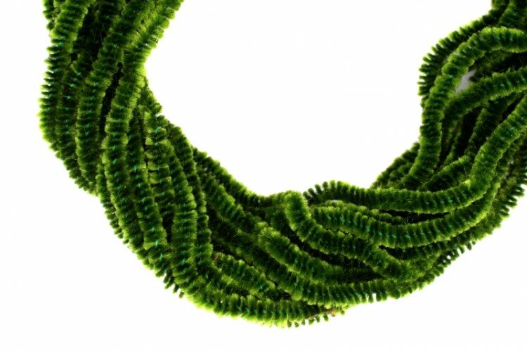 Синель шелковая Au Ver a Soie 3-3,5мм, цвет 2126 темно-зеленый, 56-020, 1м