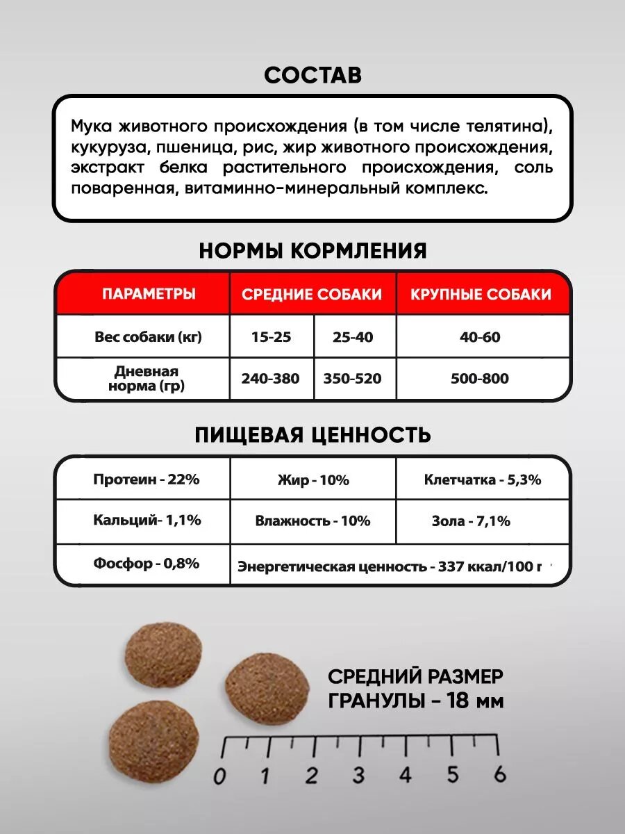 Корм для собак сухой "Счастливчик", Телятина, для средних и крупных пород, 15кг — фото 1