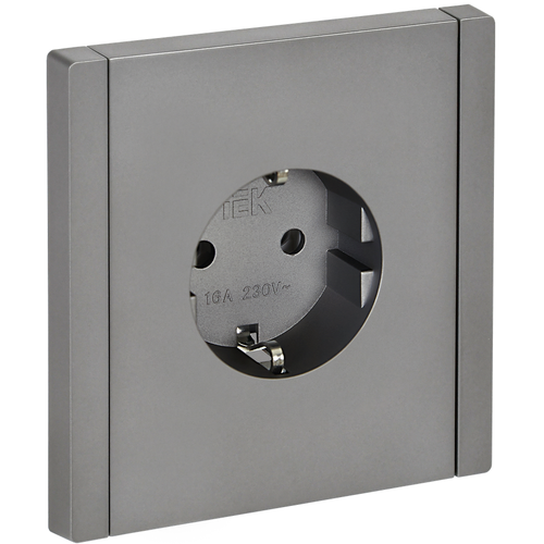 Розетка силовая штепсельная IEK / ИЭК FORTE&PIANO FP516, одноместная 16А 250В IP20, сталь, с заземлением без шторок, с винтовым креплением, FP-R11-16-K46