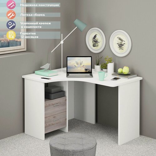 Изображение товара Стол СКЛ-Угл 120 БЕН ЛЕВ Белый/Нельсон без надстройки