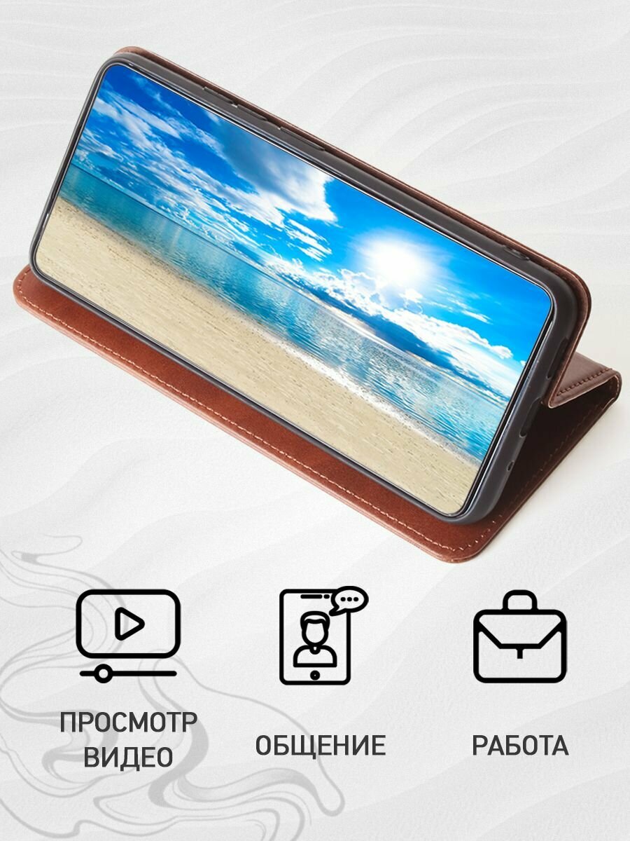 Стильный чехол-книжка для Tecno Spark 30C (4G) (Техно Спарк 30С 4Г) премиальная защита, функция подставки, отделения для карт, магнитная застёжка — фото 1