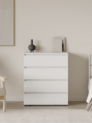 Изображение товара Комод 4 ящика (80×96×46 см), белый, лаконичный дизайн — универсальный и вместительный Хелен КМ-02