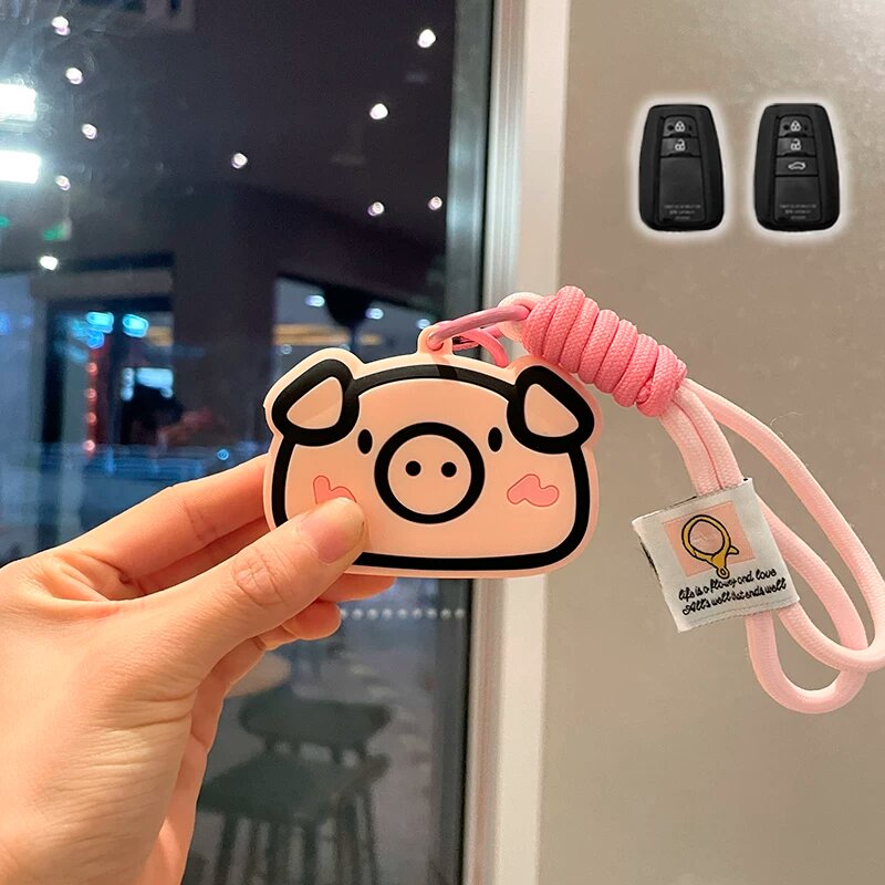 Ключевой брелок Toyota A/B Series с канатным дизайном Piggy и розовой кнопкой - премиальный аксессуар для автомобильных