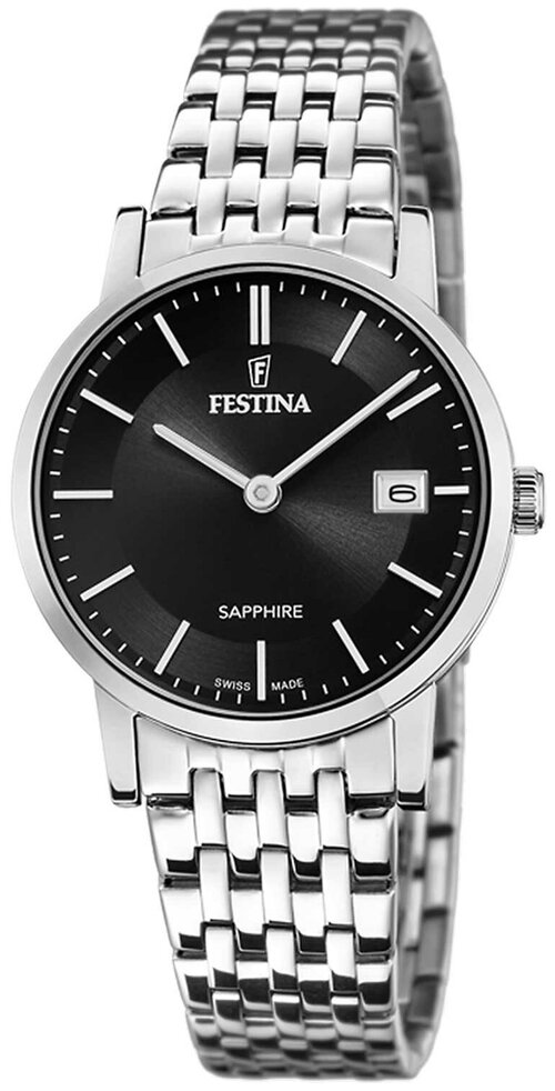 Наручные часы FESTINA Swiss Made, черный, серебряный