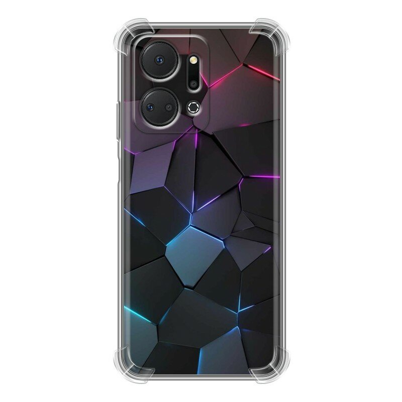 Дизайнерский силиконовый с усиленными углами чехол для Хуавей Хонор Х7а Плюс / Huawei Honor X7a Plus Геометрия неона