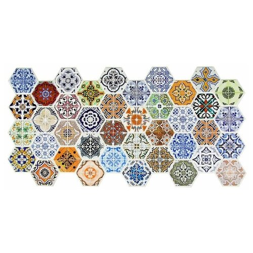 Панель ПВХ Граненый шестигранник Пэчворк 973х492 582₽