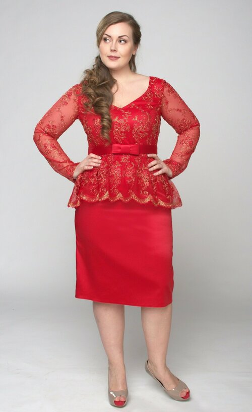 Платье DIVA-PLUS, размер 52, красный