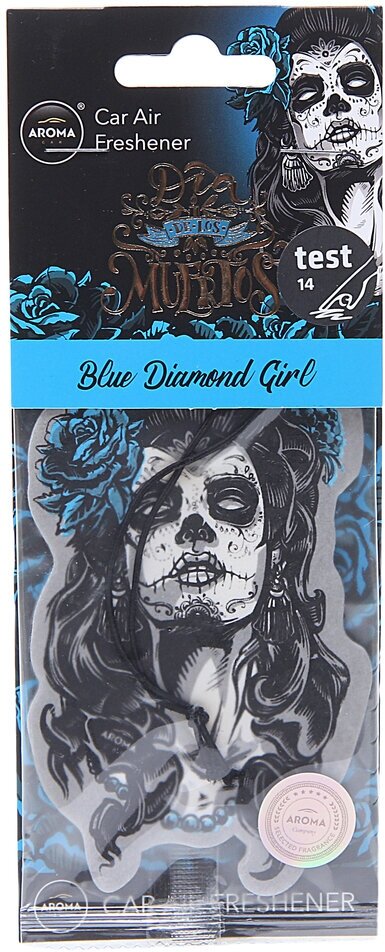 Ароматизатор подвесной пластина (blue diamond girl) Dia De Los Muertos AROMA CAR 83116