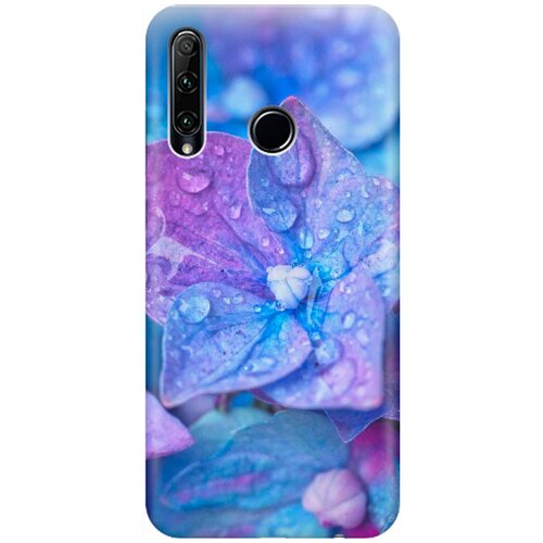 фото Ультратонкий силиконовый чехол-накладка для honor 10i / 20e с принтом "голубой цветочек" gosso